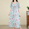 DIMANAF New 2026 Summer Women Plus Size Vintage Lady Long Dress Floral Print Beach sundress Loose Oversize Cotton