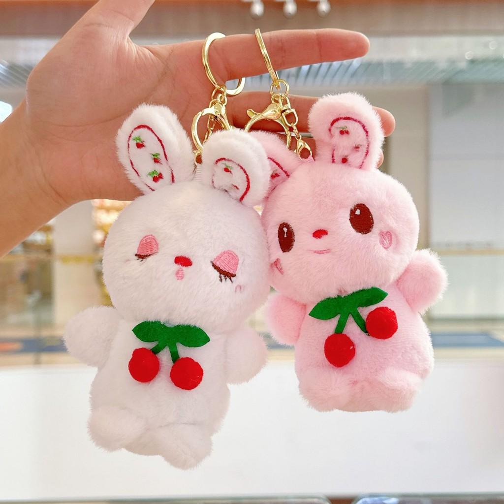 Charming And Fluffy Space Bunny Keychain In White And Blue For Stylish Backpacks