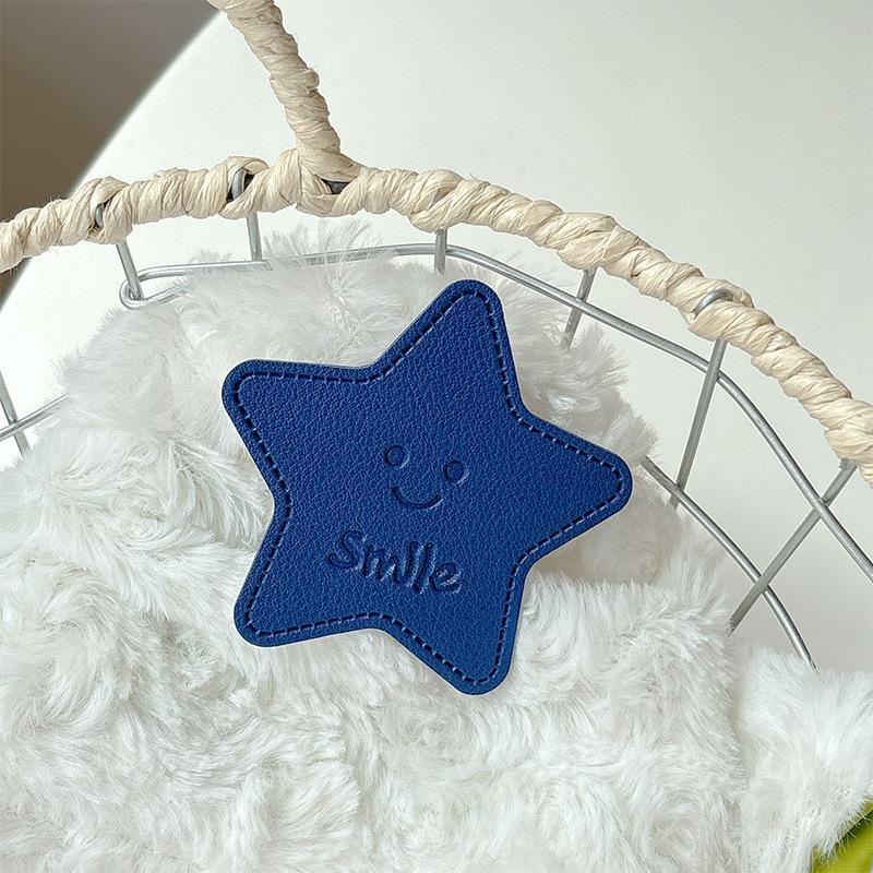Solid Color Leather Pentagram Mobile Phone Airbag Bracket Pasted Portable Desktop Folding Ring Bracket Simple Internet Celebrity