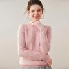 Women's Red Half-High Collar Thickened Cashmere Sweater - Warm Knit Base Layer for Autumn and Winter