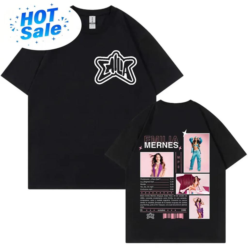 Emilia Mernes Mp3 Tour Graphic T Shirts Unisexs Wounisexs Hip Hop Fashion Aesthetic Tshirts High Quality Cotton Oversized Tshirt