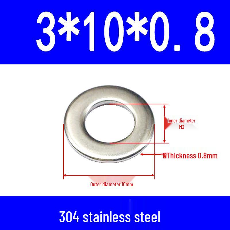 304 Stainless Steel Flat Gasket Washer, Metal Spacer for M2-M20.