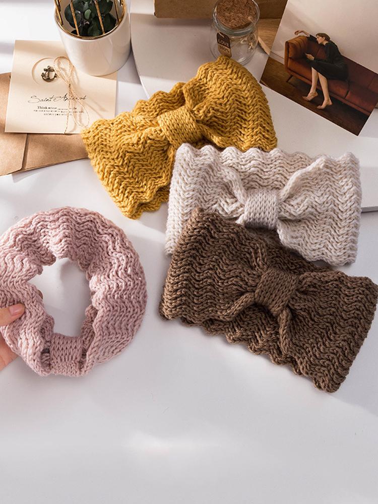 Gestrickte Breite Stirnbänder Für Frauen Winter Haar Turban Einfarbig Kreuz Geknotet Haarband Turbane Haar Zubehör