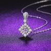6.5mm Ornate Sunflower Halo Moissanite Pendant Necklace S925 Sterling Silver For Women