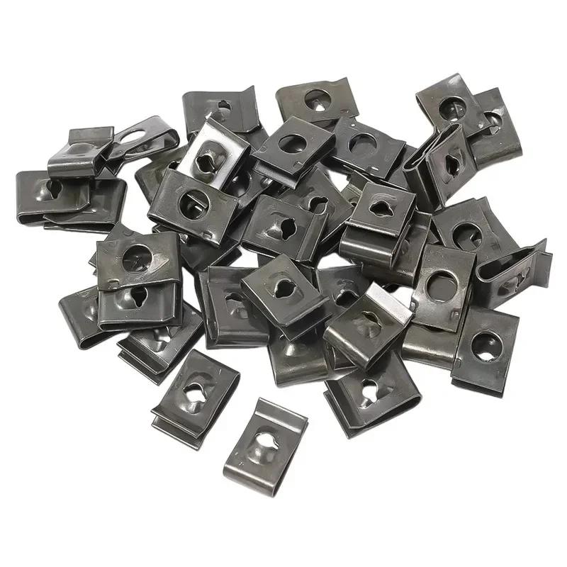 10-100PCS Car Metal U-Type Clips Screw Fastener Clips Anti-rust Protection Clip Screw Buckle Iron Sheet Accessories
