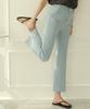 Ppaeppae Domestic Secret Elastic Waist Semi-High Waist High Stretch Sky Blue Slacks