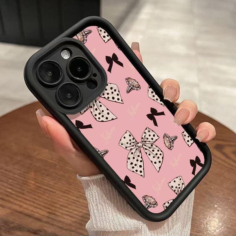 Black Spot Bow Is Suitable for Iphone16pro Mobile Phone Case 11 Apple 15 Foreign Trade 14/13promax New 12.