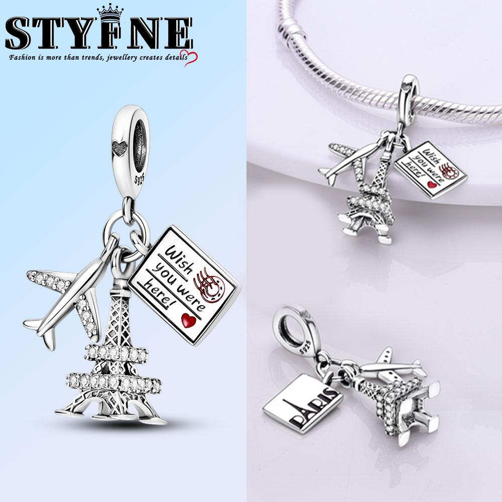 Anniversary Luggage Airplane Passport Three-Piece Set Copper Charms Fit Original Bracelet Jewelry Making For Women Gift