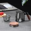 350ml Mountain View Bottom Glass Tea Cup With Wood Handle Chinese Puer Cups High Quality And Convenient Kung Fu Tea Cup Set