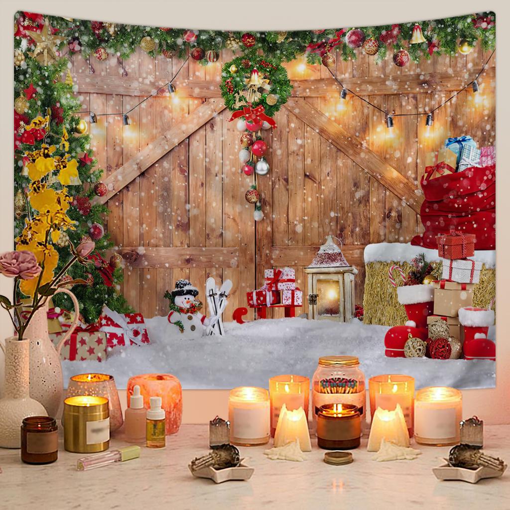 1pc Christmas Background Cloth, Christmas Ball Photography, Background Tapestry, Happy New Year, Family Party Decoration