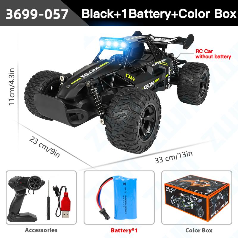 1:12 1:16 20KM/H RC Car With LED Lights 2.4G Alloy Off-Road High Speed Vehicle Remote Control Cars Toys for Children Gifts