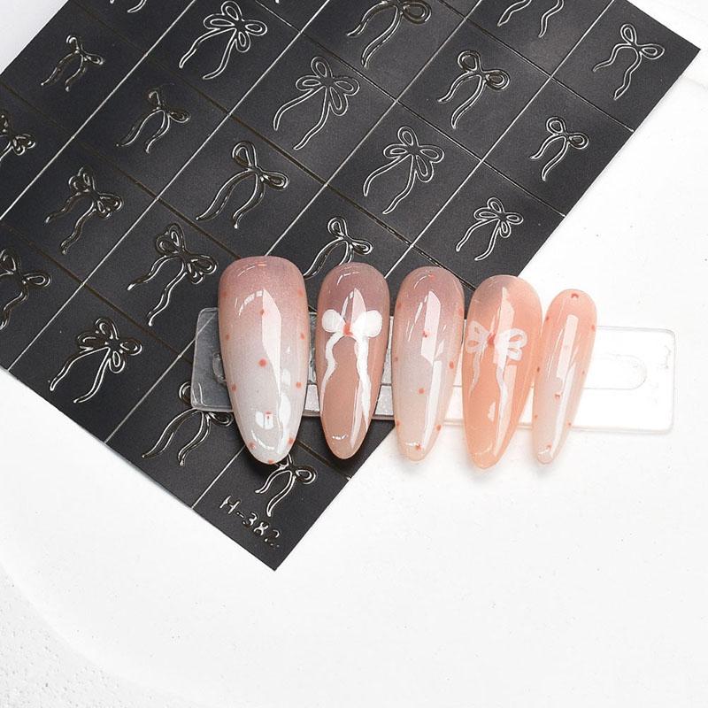 Hallow Butterfly Bow Knot Nail Art Sticker Self Adhesive Sticker Manicure Salon Supply French Smudge Template Auxiliary Sticker