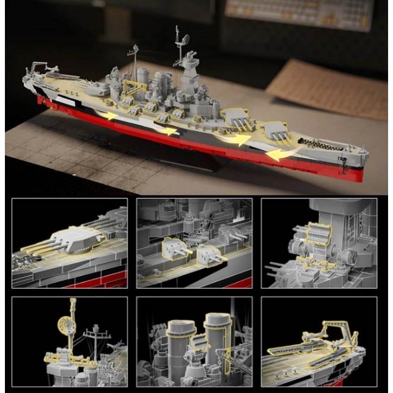 2662pcs North Carolina Battleship Model Kit Module Building Blocks DIY Toy Adult Gift Assembly Model Set Naval Architecture