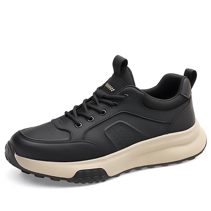 

Fashion Men’s Genuine Leather Casual Shoes Thick Soled Wear Resistant Oxford Shoes for Straps Trendy Sports Running Shoes for Men’s 44 чёрный