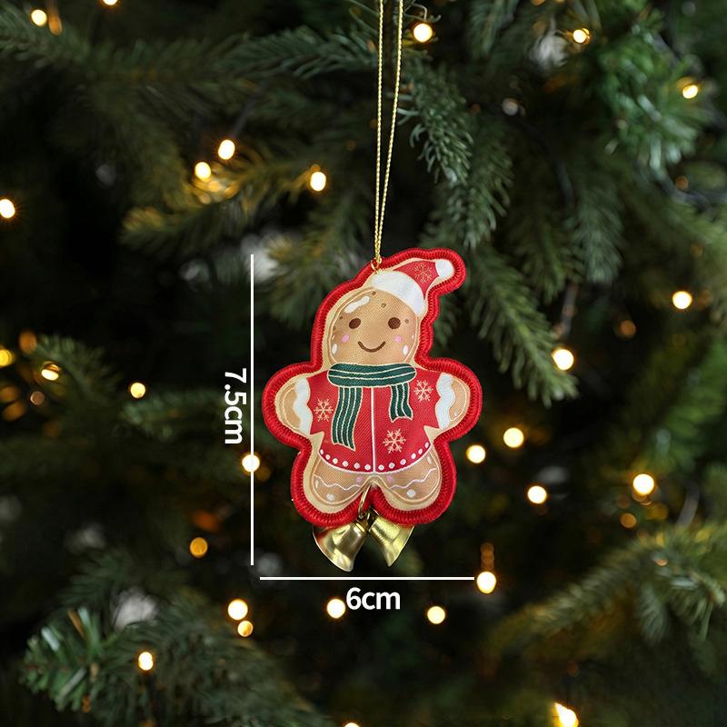 Cute Christmas Tree Hanging Ornament Fabric Santa Gingerbread Man Bell Pendant Xmas Home Decor Holiday Party Gift Accessories