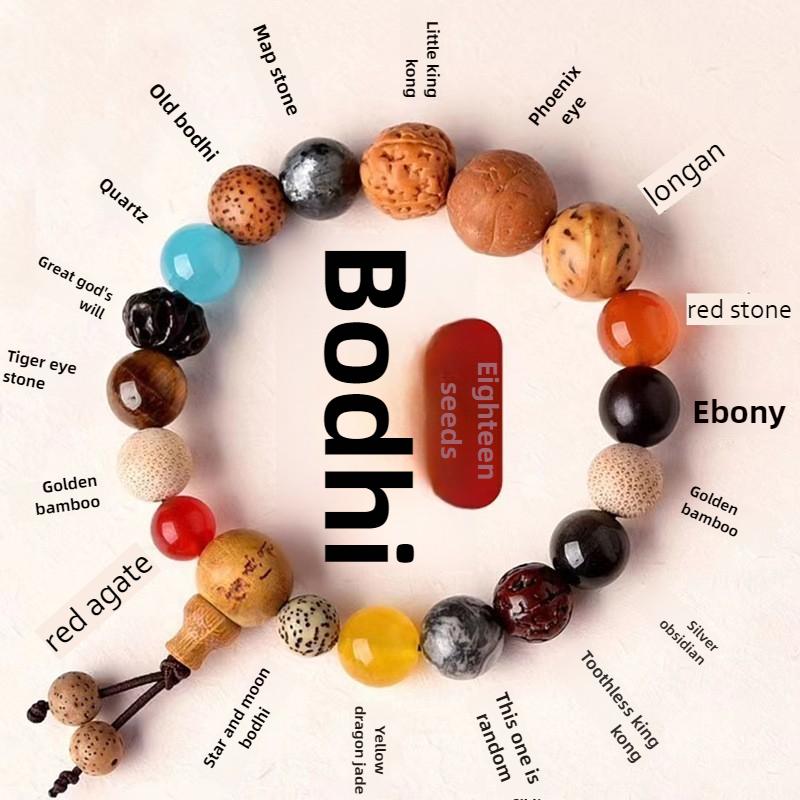 Lingyin Mountain 18-seed Bracelet, Holding the Natal Year Star and Moon Bodhi Buddha Beads, Enlightenment Bracelet, Chinese Feng Shui Bracelet.