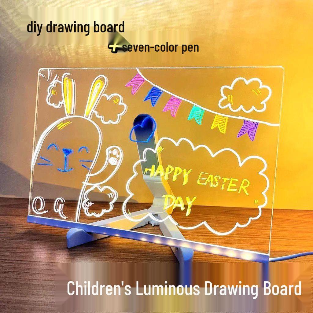 LED Acrylic Erasable Fluorescent Drawing Board for Kids