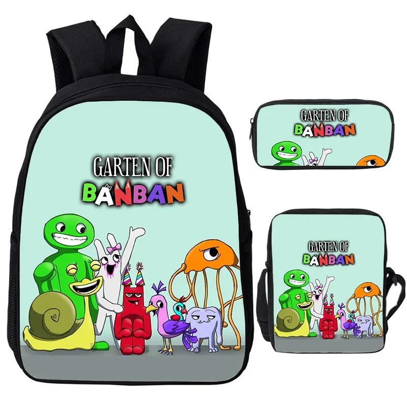 3Pcs/set Garten Of BanBan Backpack Anime Game School Bags Boys Girls Bookbag Cartoon Large Capacity Children Schoolbag Mochila