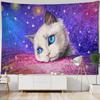 Colored Cat Tapestry Wall Hanging, Witchcraft, Psychedelic Animal Dormitory, Aesthetic Room Decoration, Dreamy Background Cloth