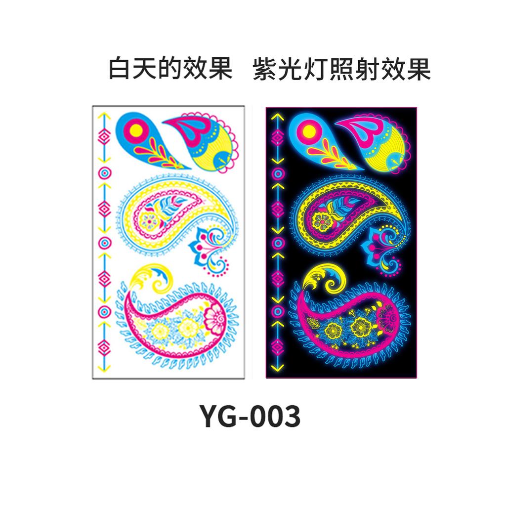 Women's Rave Festival UV Neon Body Face Temporary Tattoos Waterproof Fluorescence Fluorescent Fluorescent Tattoo Stickers 20