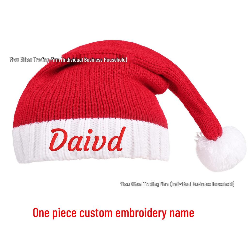 Christmas Holiday Knitted Hat with Text Design - Available in Plus and Small Sizes