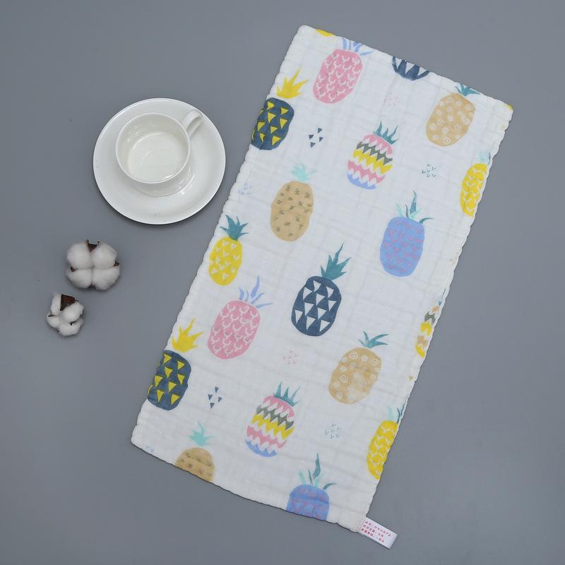 6 Layer Pure Cotton Baby Gauze Square Towel High Density Printed Children Face Washing Saliva Towel Soft Absorbent