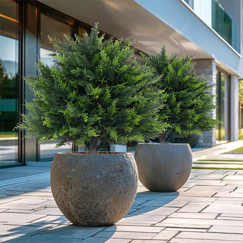 1PC Artificial Cedar Topiary Ball Trees Outdoor Plastic Faux Cypress/Pine Bushes Garden With Ground Spike Realistic 45cm
