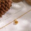 Xia Ling Minimalist Rose Pendant Necklace, Stainless Steel with Long-Lasting Titanium Finish.
