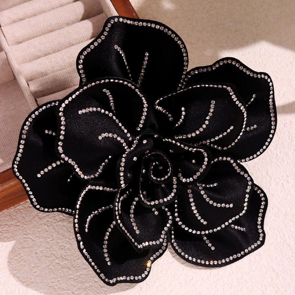 Badge Large Flower Camellia Brooch Korean Style Rhinestones Brooch Suit Collar Pin  Decoration