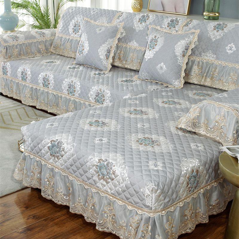 

Sofa Cushion Non Slip Imperial Concubine Cushion Universal European Style Sofa Cover Slipcover Full Covered Simple Cloth All Year Round Neutral Grey Pillowcase 45*45 without core