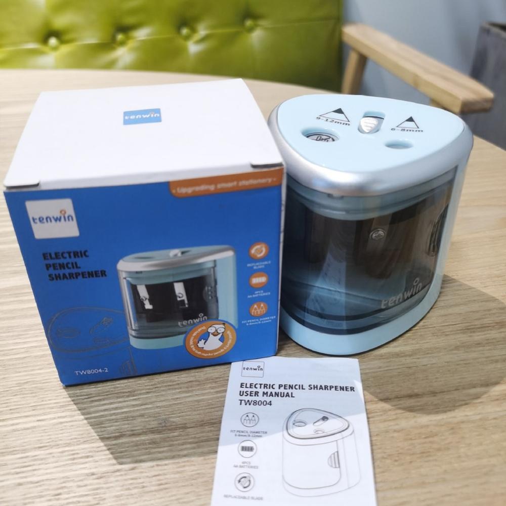 Tenwin dual hole electric pencil sharpener semi-automatic coarse and fine two hole pencil sharpener machine Battery Not Include