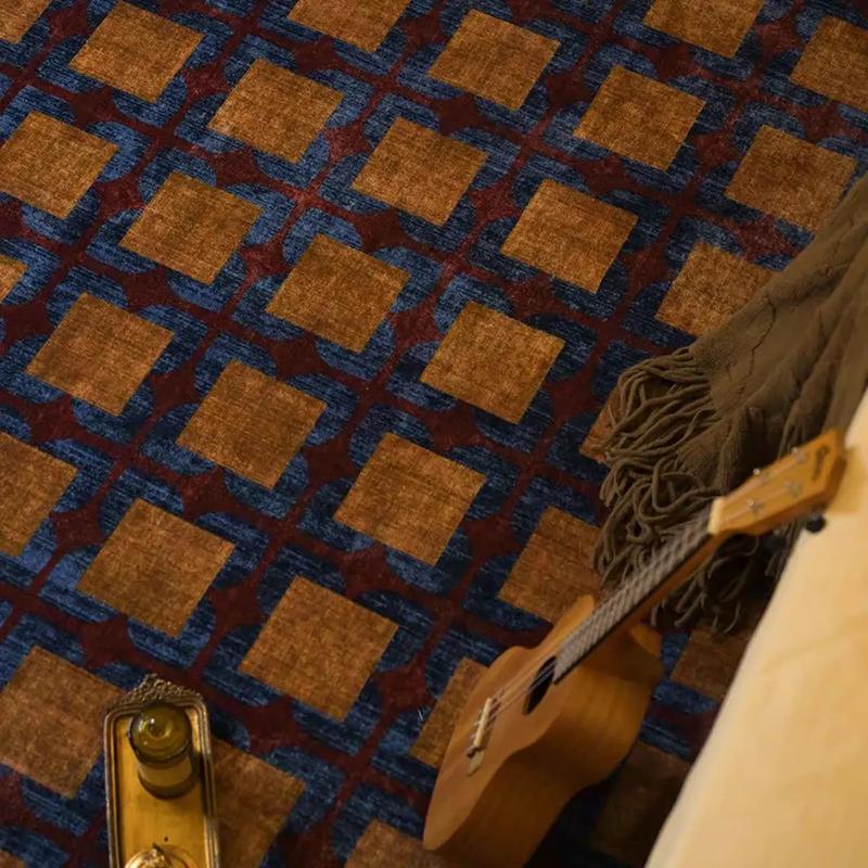 

WTEMPO Vintage Printed Living Room Carpets Four Seasons Universal Dirty-resistant Blankets High-end Feel Home Bedroom Thick Large Floor Mats 120*160cm коричневый