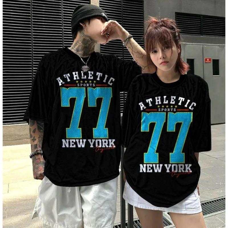 Women's Color Broken Pen Printed T-Shirt Fashion Casual Round Neck Top Suitable For Spring And Summer Ladies Street Clothes