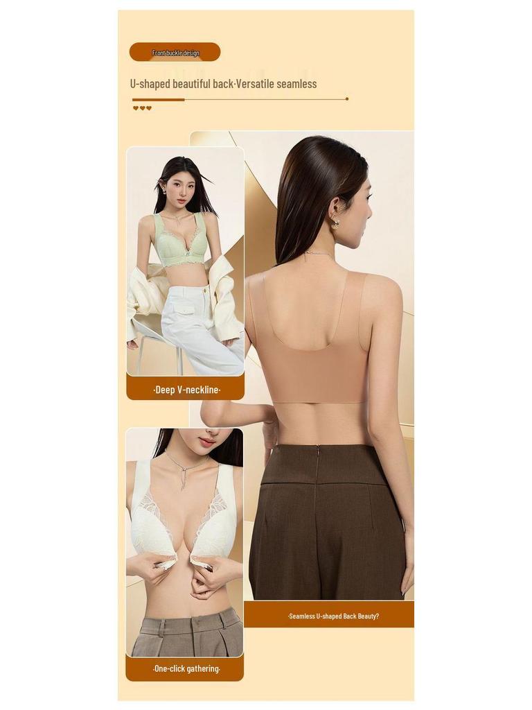Sexy Lace Front Closure Push-up Triangle Bra