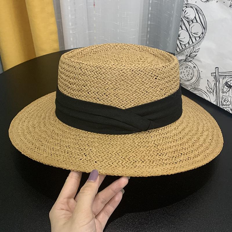 Summer Hat Women's Tide Hand-woven British Concave Hat Shading Holiday Beach Big Edge Sun Straw Hat