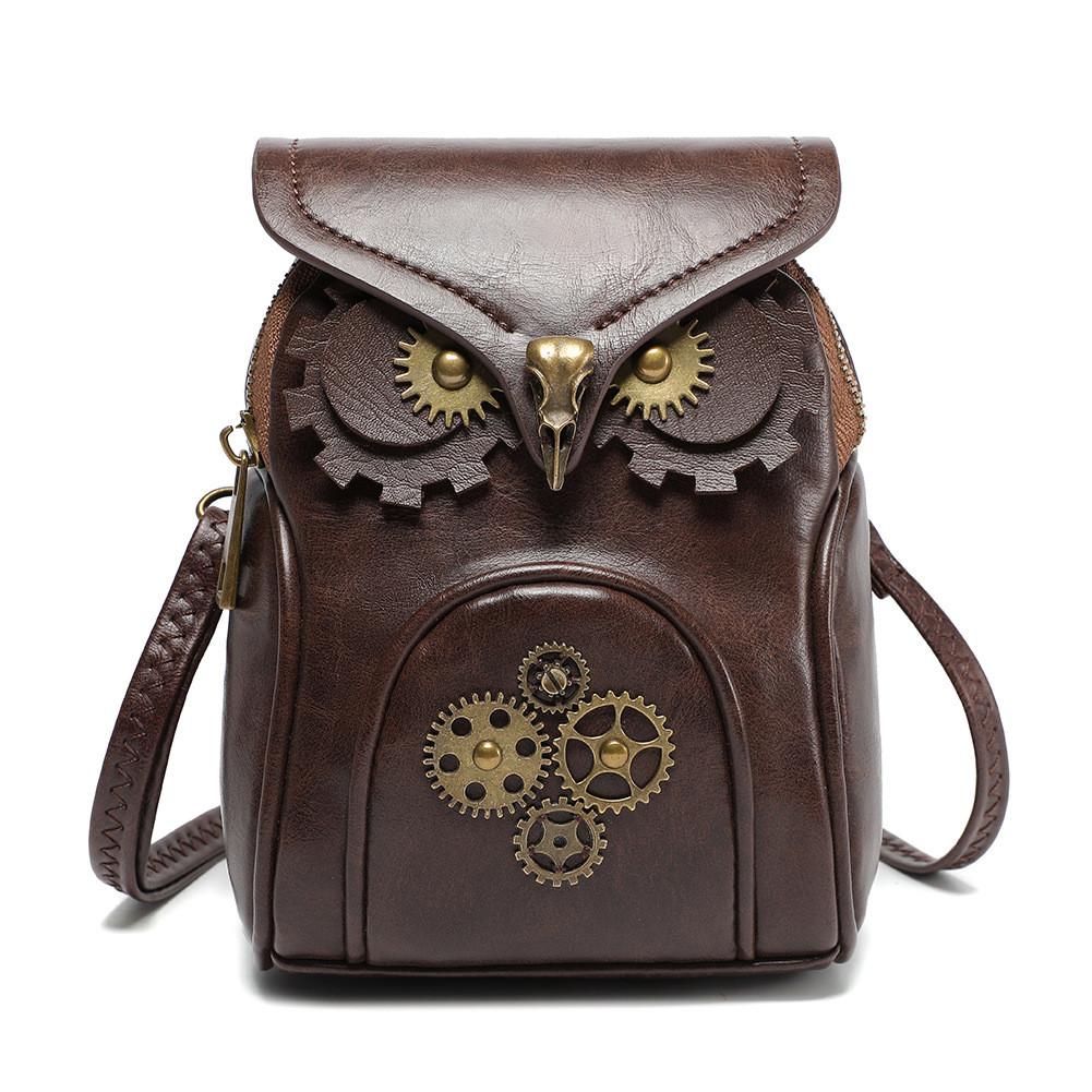 Pu Small Crossbody Bag For Women With Punk Style And Owl Design For Daily Use