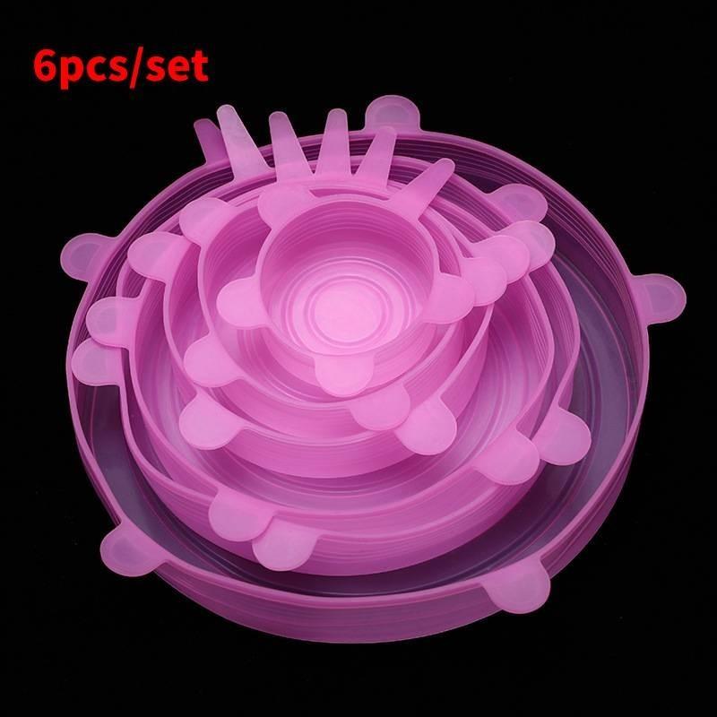 Source European Standard Silicone Six-piece Set Fresh-keeping Cover Stretch Bowl Cover Refrigerator Microwave Seal Fresh-keeping Film