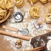 Wood Threaded Rolling Pin Pasta Tool Set Dough Scraper Gnocchi Board Dumpling Maker Ravioli Stamp Cutter Wood Texture