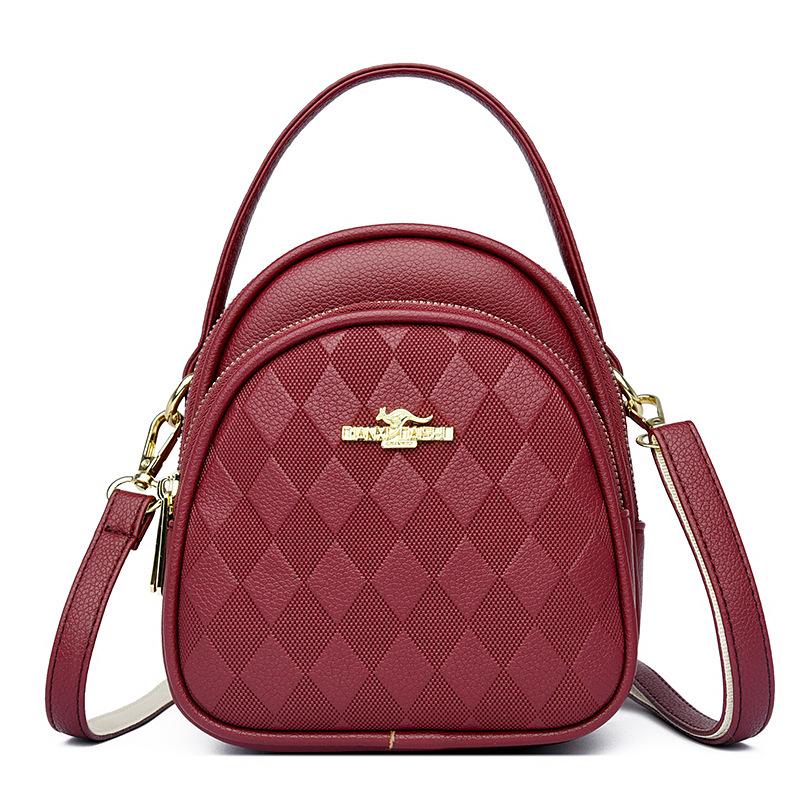 Textura de couro macio, grande capacidade, bolsa de ombro diagonal para mulheres, bolsa para celular, bolsa de mãe com diamantes em relevo na moda