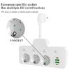EU-Stecker Steckdosen Intelligente Steckdosenleiste Wandmontage Mit USB-Anschlüssen + Typ C Schnellladebuchse Adapter Netzwerkfilter
