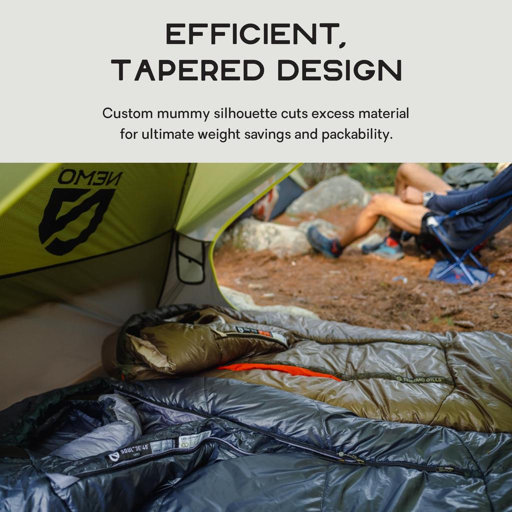 NEMO Equipment Soul Genderless Endless Promise Synthetic Mummy Sleeping Bag Blue Regular - Granite/Odyssey Gray/Mango -