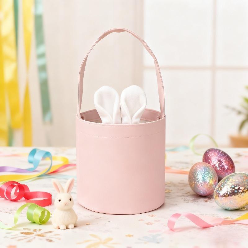 1-20PCS Easter Bunny Tote Bag with Bunny Ears ReusableCanvas Party Gift Basket Egg BoxCandy Bag for Easter Gifts and Decorations