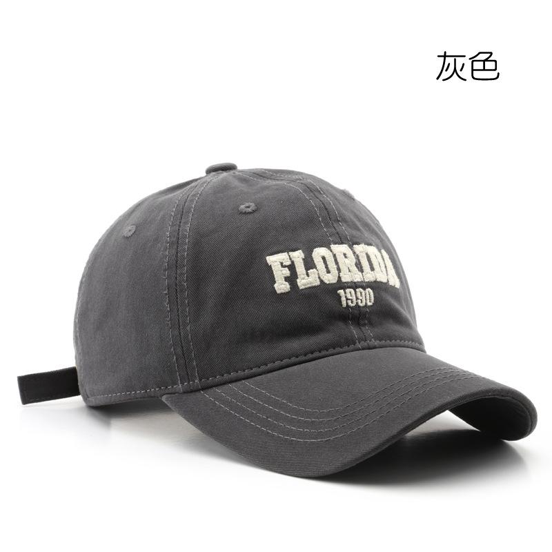Japanese retro women's spring and autumn washed cotton letter embroidered cap outdoor travel men's sunscreen baseball cap