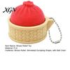 Portable Anxiety Reducer 3D Printed Dumpling Fidget Toy Decompression Steamed Bun with Ball Travel-friendly Keychain Chain Home Office