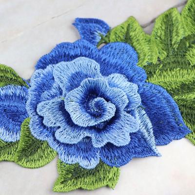 Polyester Fiber Embroidery Peony Patch DIY Handmade Clothing Accessories Embroidery Floral Applique 22*14CM Sew On Patch Dress