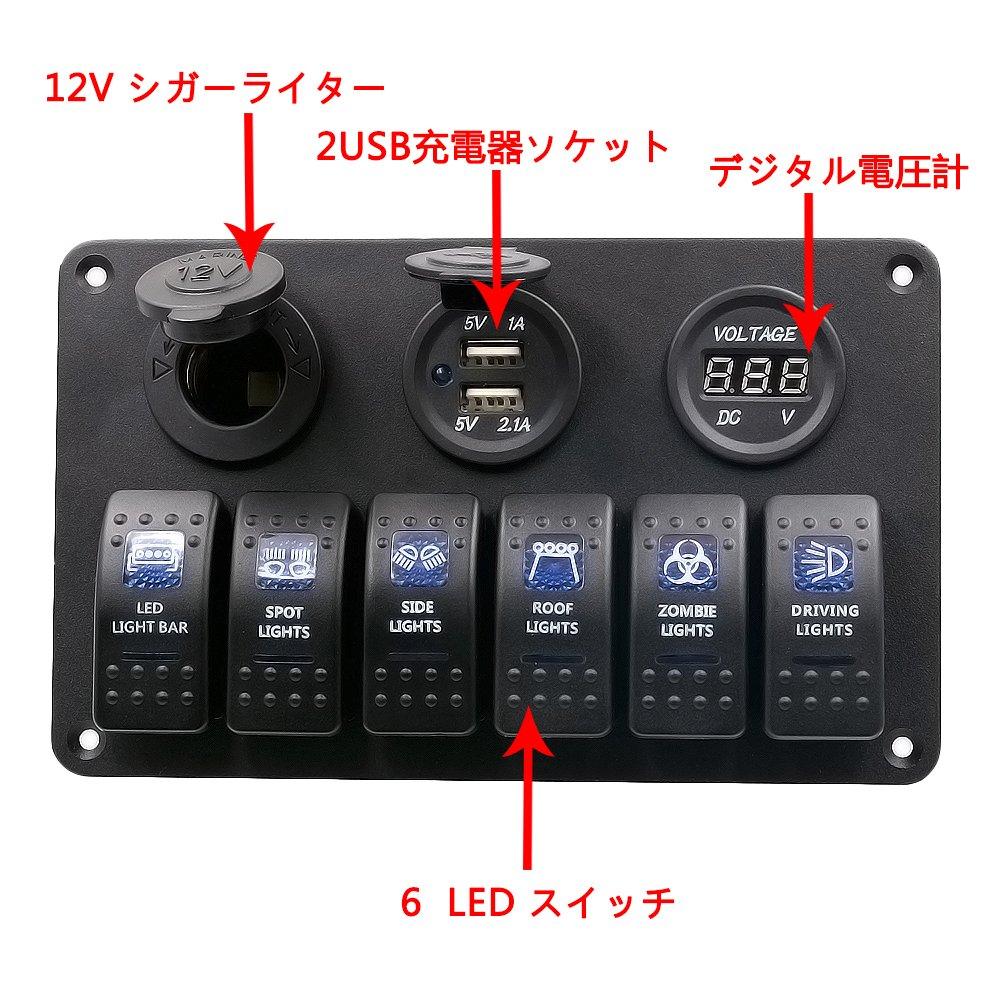 Painel de Interruptores à Prova d'Água BlueFire DC 12V/24V para Barco Marinho, Caravana, LED