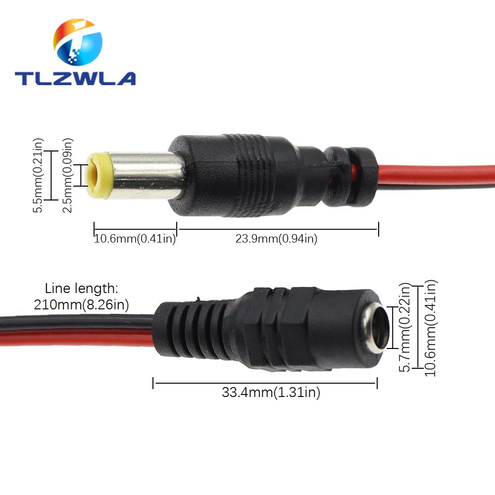 5PCS DC Power Male Female Cable 12V Plug DC Adapter Cable Plug Connector For CCTV Camera DC Plug 5.5*2.1mm 5.5x2.1 Fuse Holders1