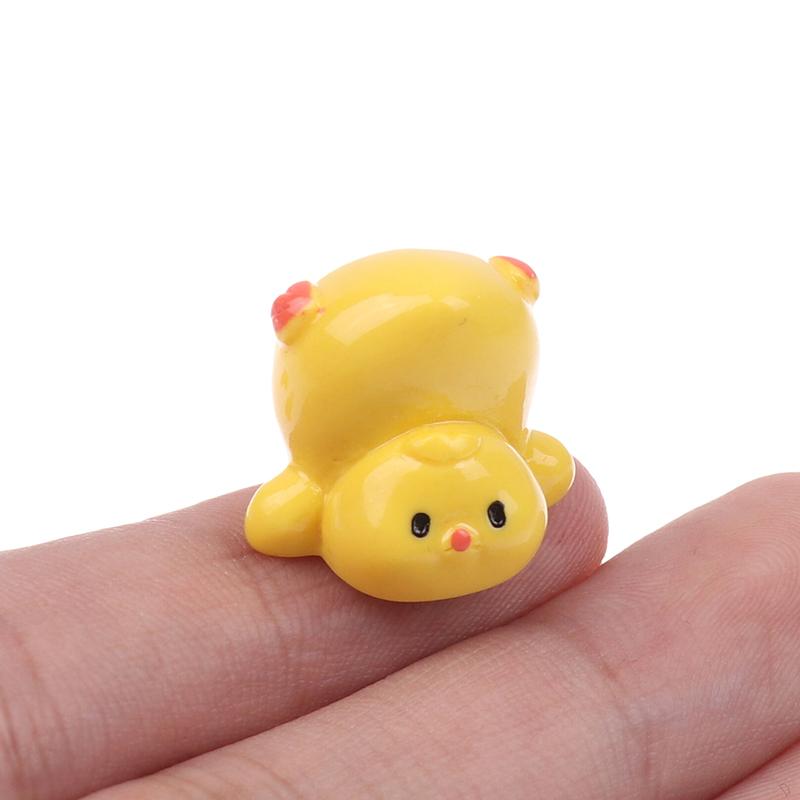 3/6Pcs Resin Ornaments For Auto Interior Dashboard Button Home Bedroom Office Living Room Mini Yellow Chick Car Decoration Gift