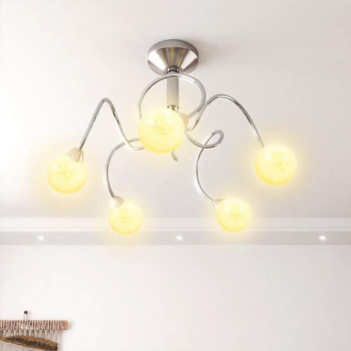 Plafonnier - VIDAXL - 5 abat-jour ronds en verre - Design moderne - Économie d'énergie LED - G9