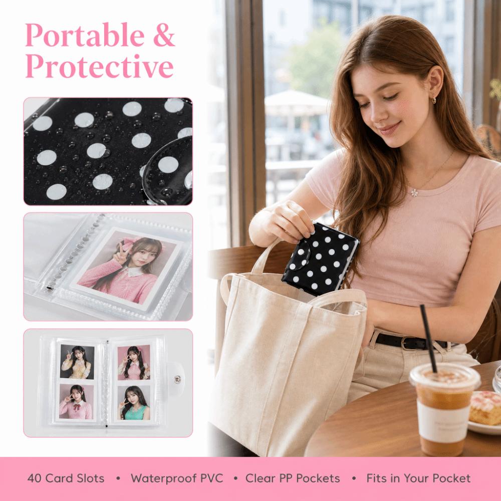 40 Slots Photocard Binder Polka Dot Idol Picture Storage Book Portable Photo Album